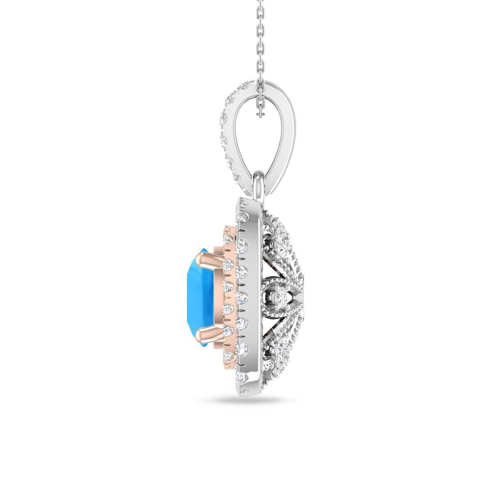 White Gold/Rose Gold - Blue Topaz