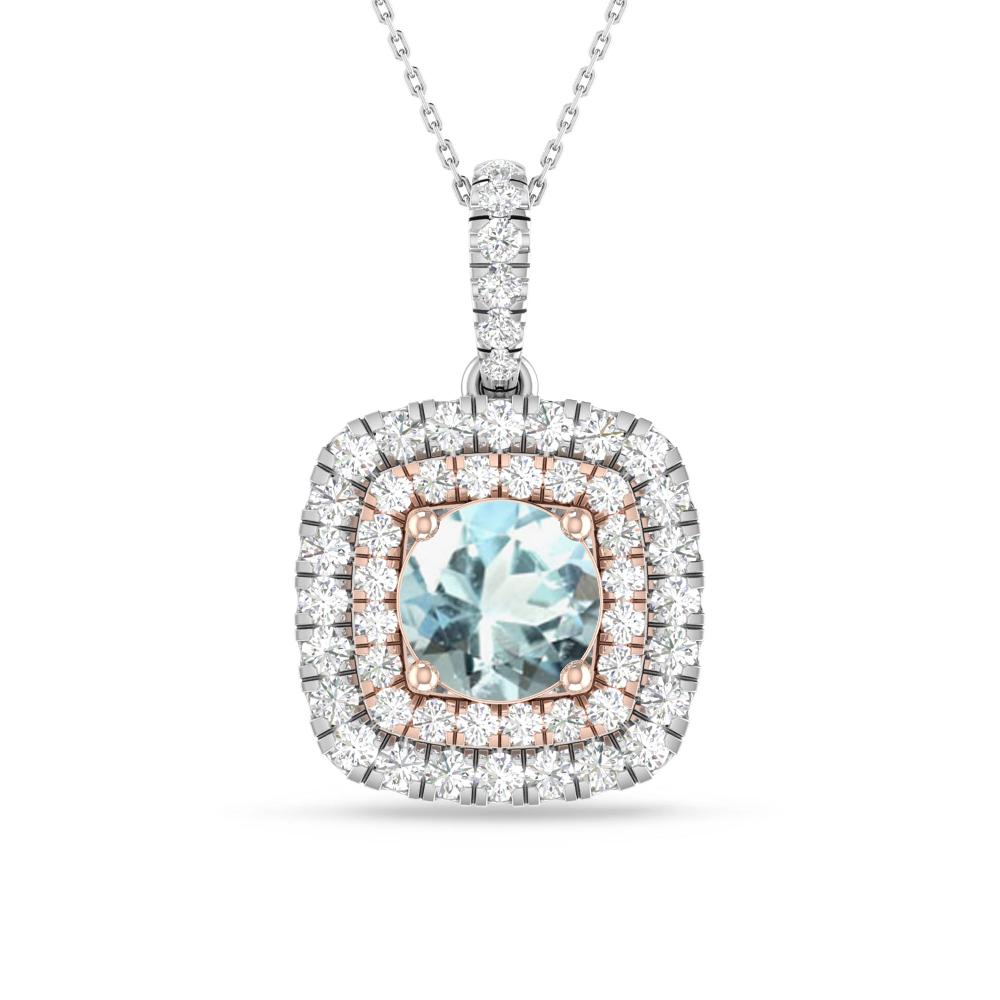 White Gold/Rose Gold - Aquamarine
