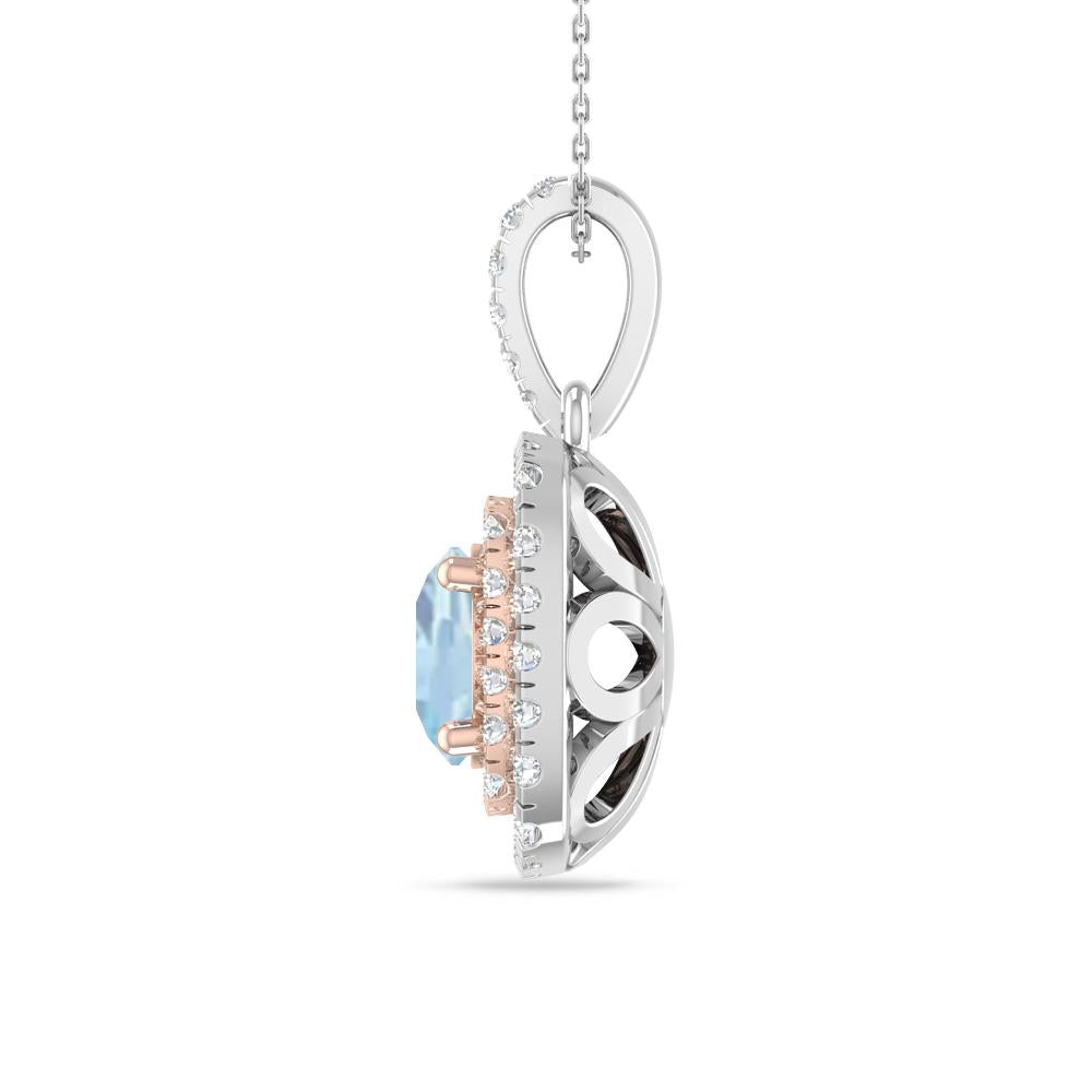 White Gold/Rose Gold - Aquamarine