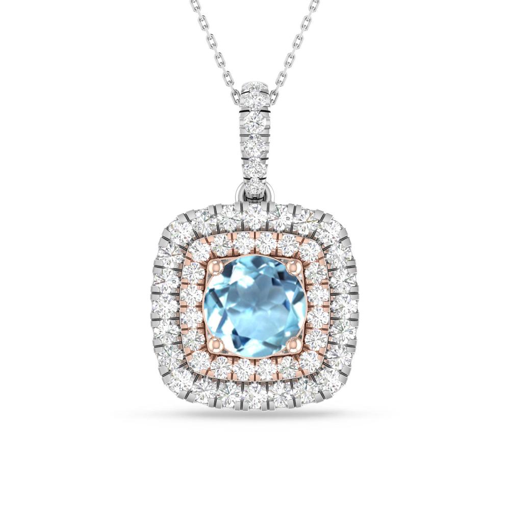 White Gold/Rose Gold - Aquamarine