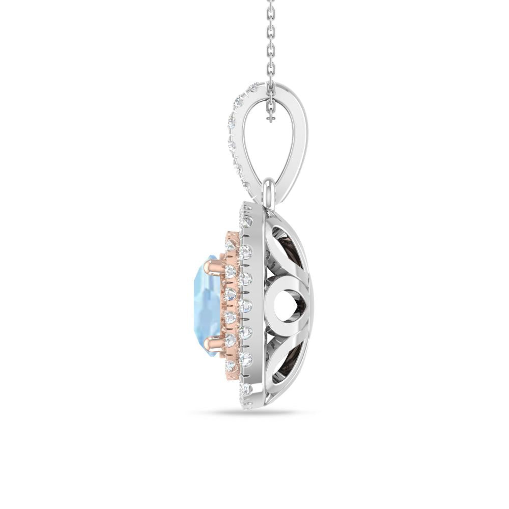 White Gold/Rose Gold - Aquamarine