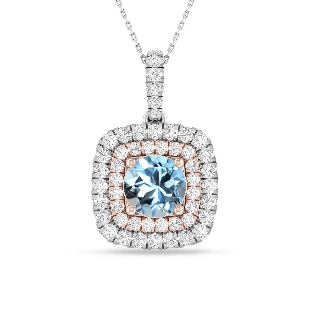 White Gold/Rose Gold - Aquamarine