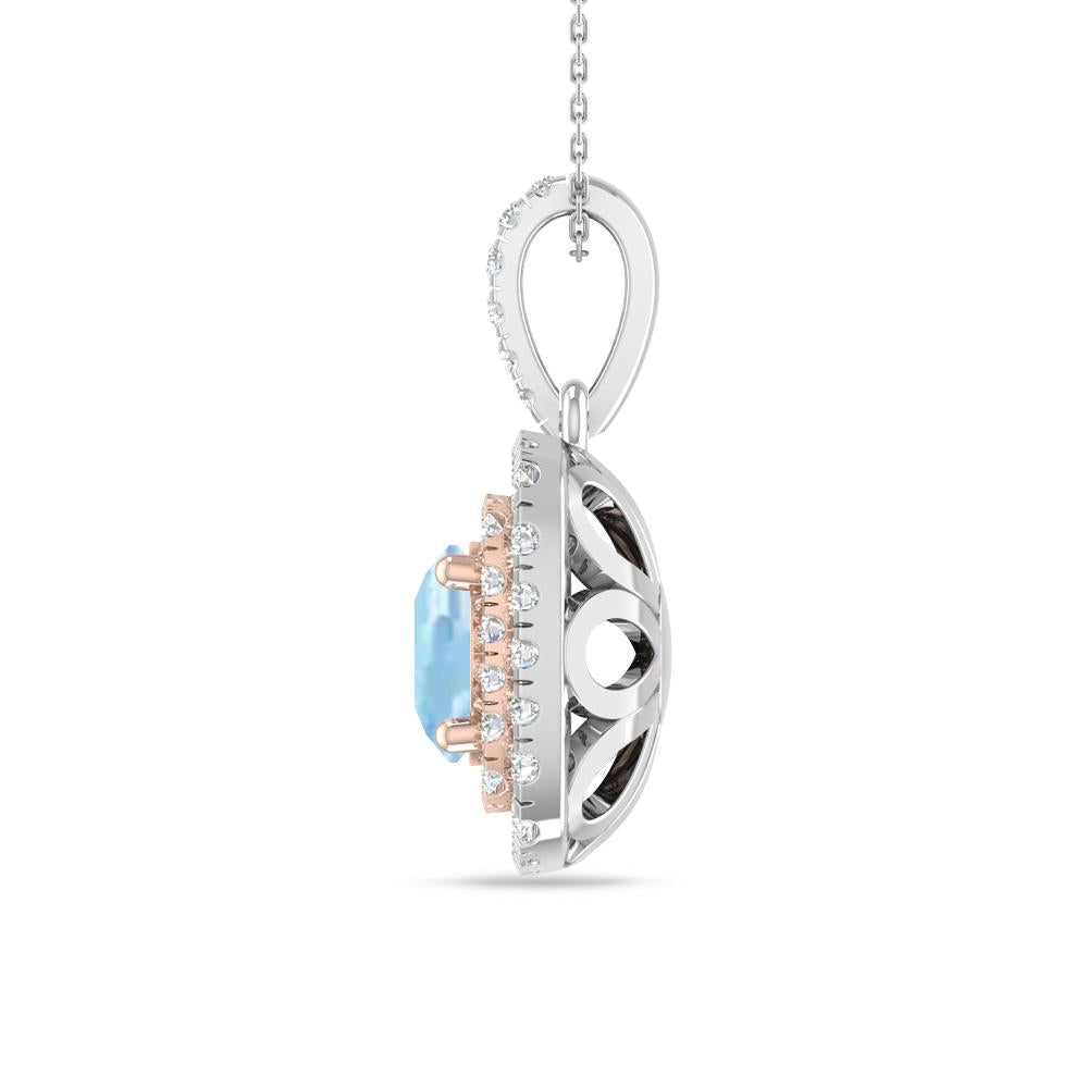 White Gold/Rose Gold - Aquamarine