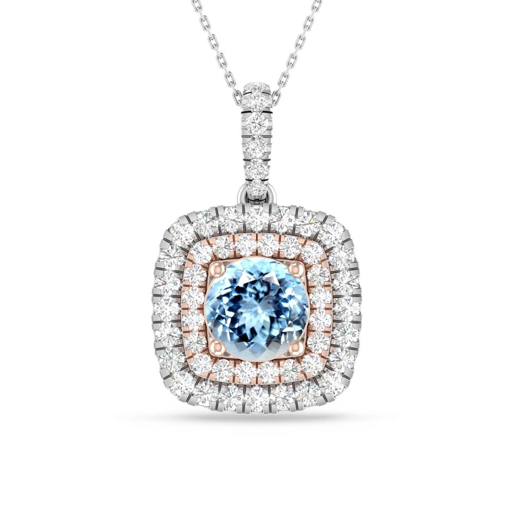 White Gold/Rose Gold - Aquamarine