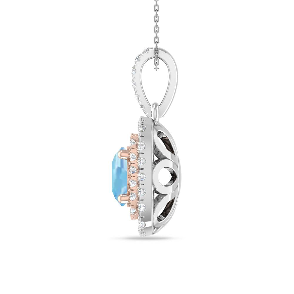 White Gold/Rose Gold - Aquamarine