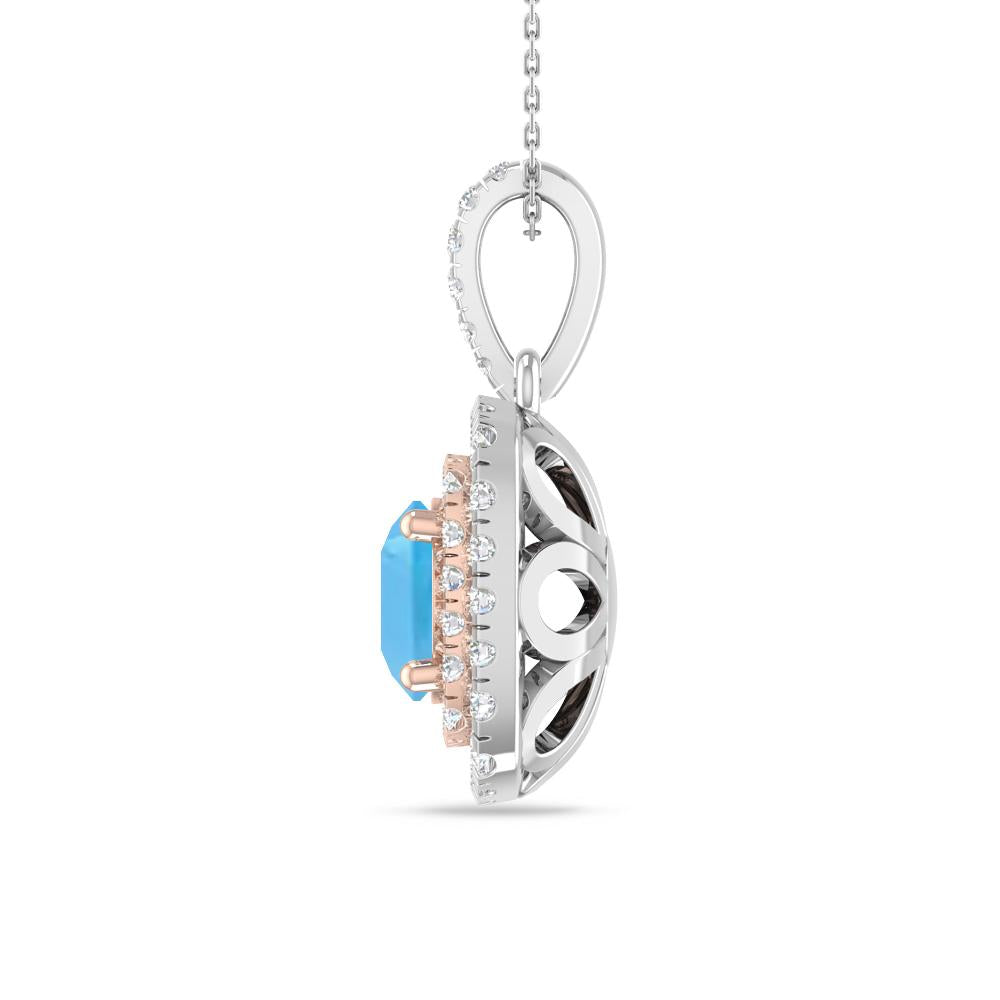 White Gold/Rose Gold - Blue Topaz