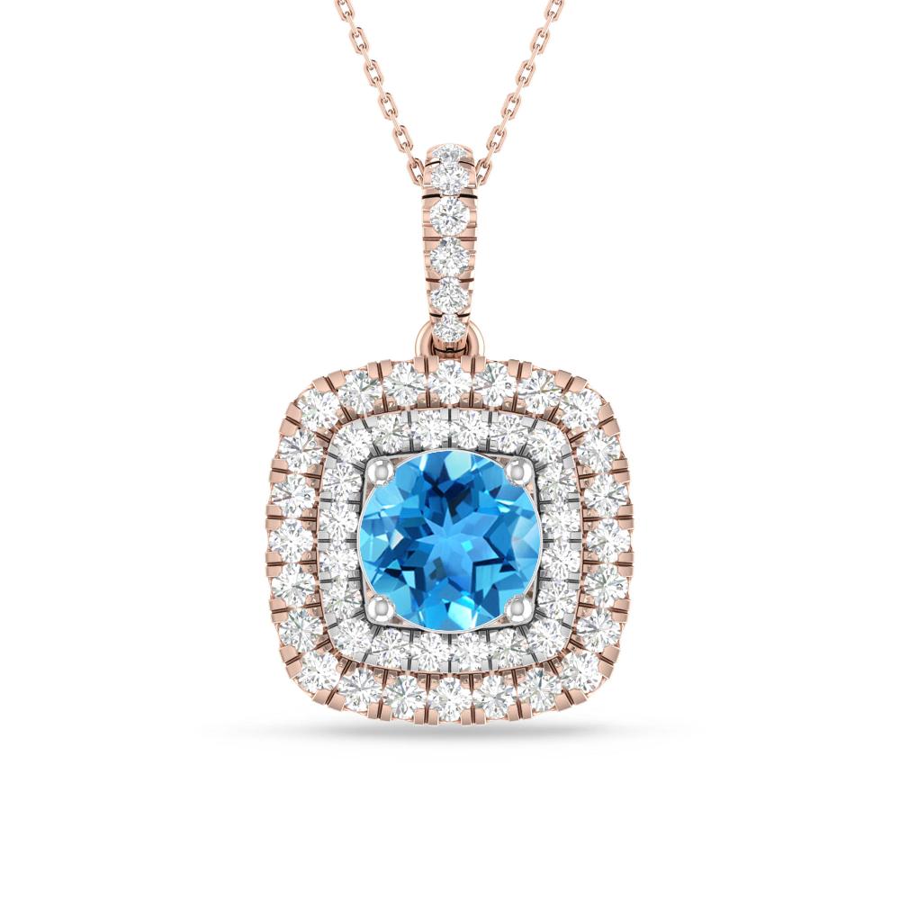 Rose Gold/White Gold - Blue Topaz