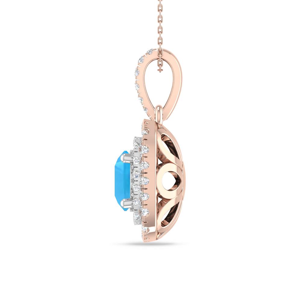 Rose Gold/White Gold - Blue Topaz