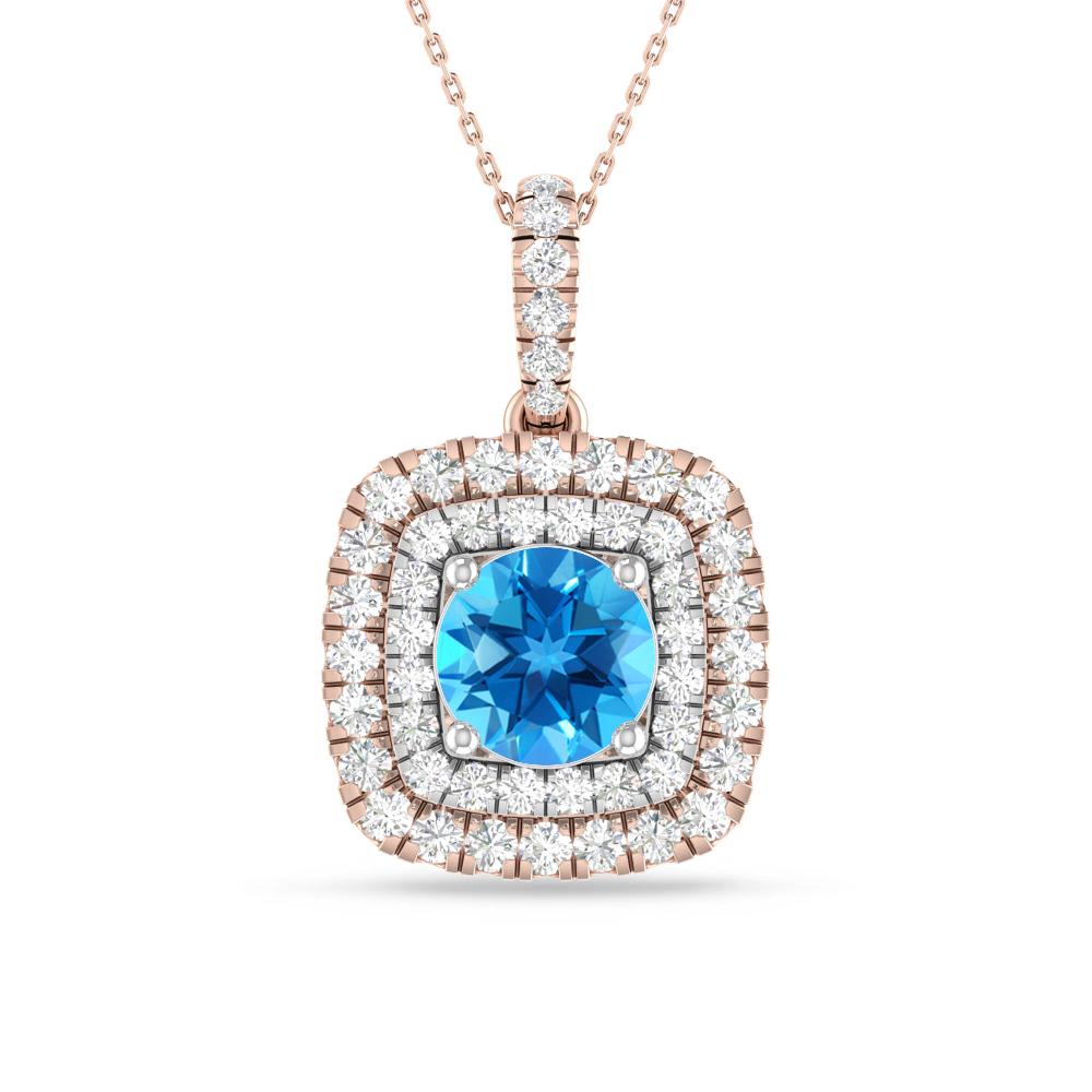 Rose Gold/White Gold - Blue Topaz