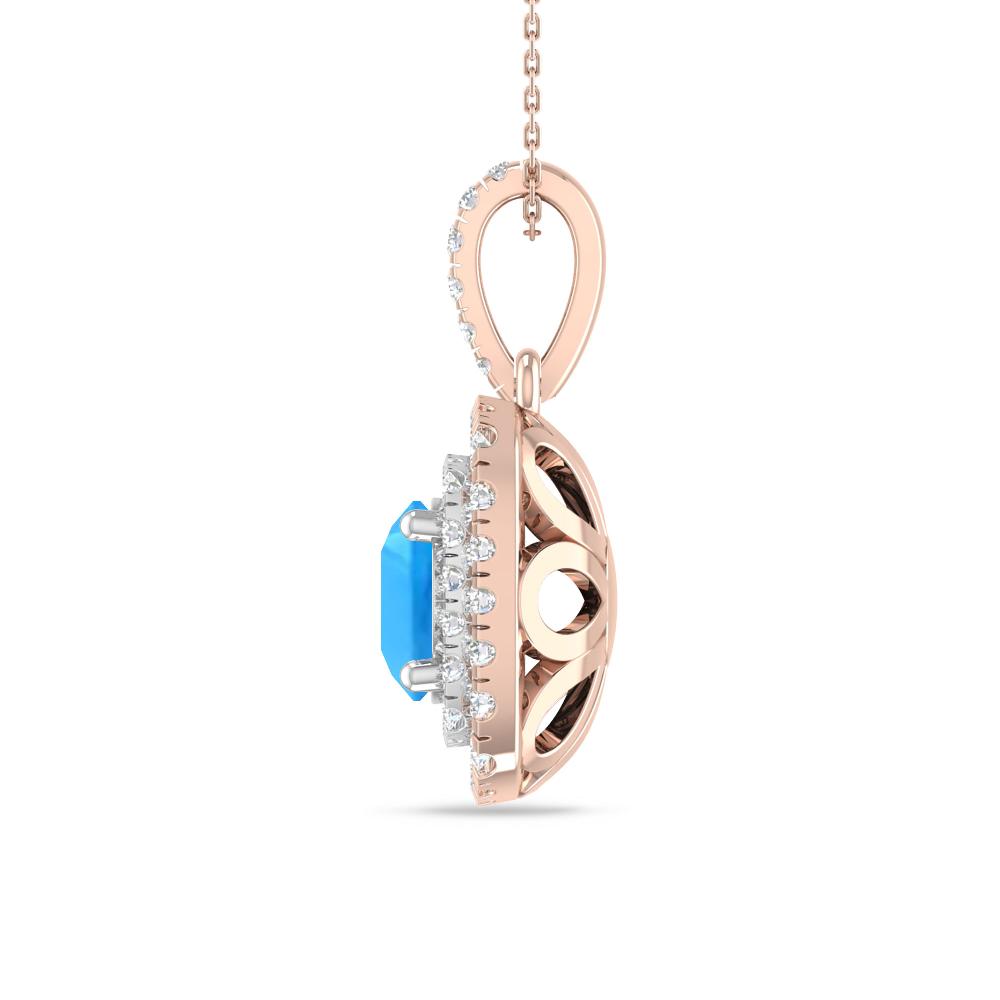 Rose Gold/White Gold - Blue Topaz