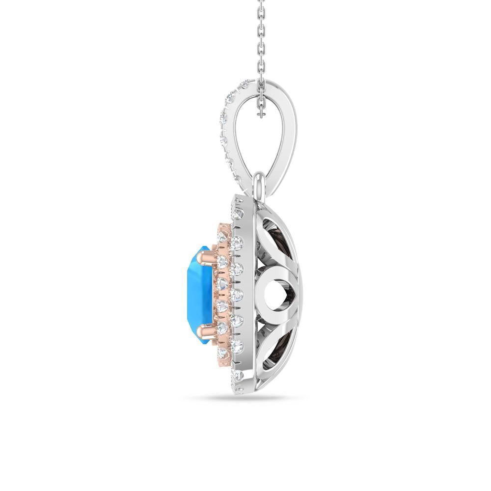 White Gold/Rose Gold - Blue Topaz