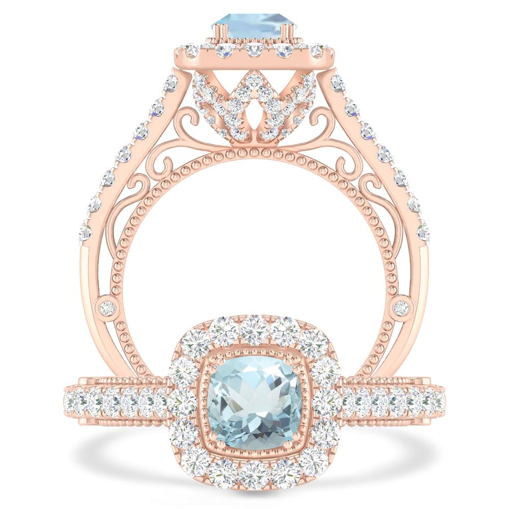 Rose Gold - Aquamarine