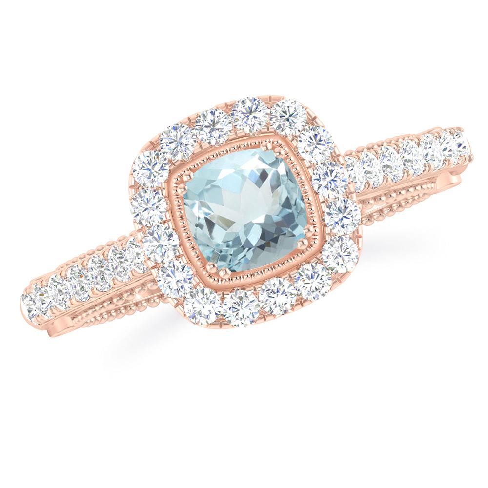 Rose Gold - Aquamarine