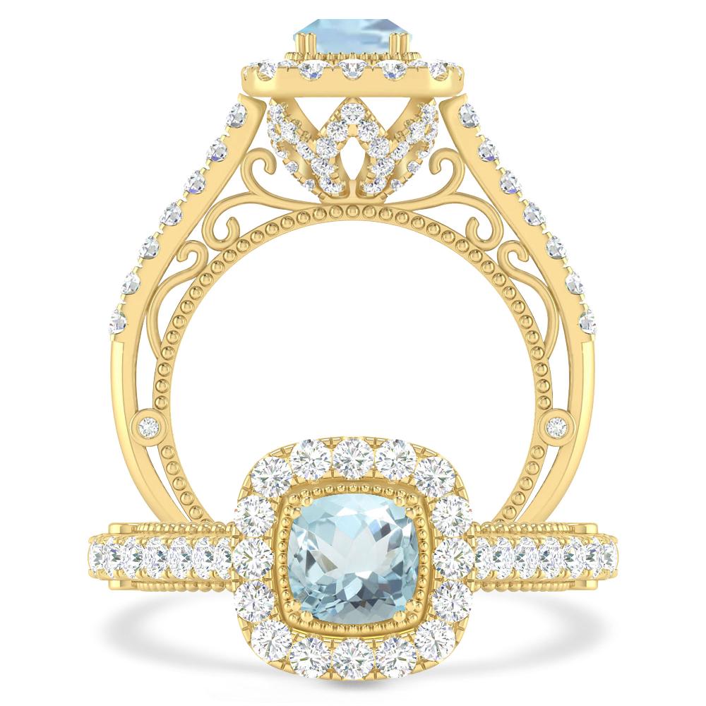 Yellow Gold - Aquamarine