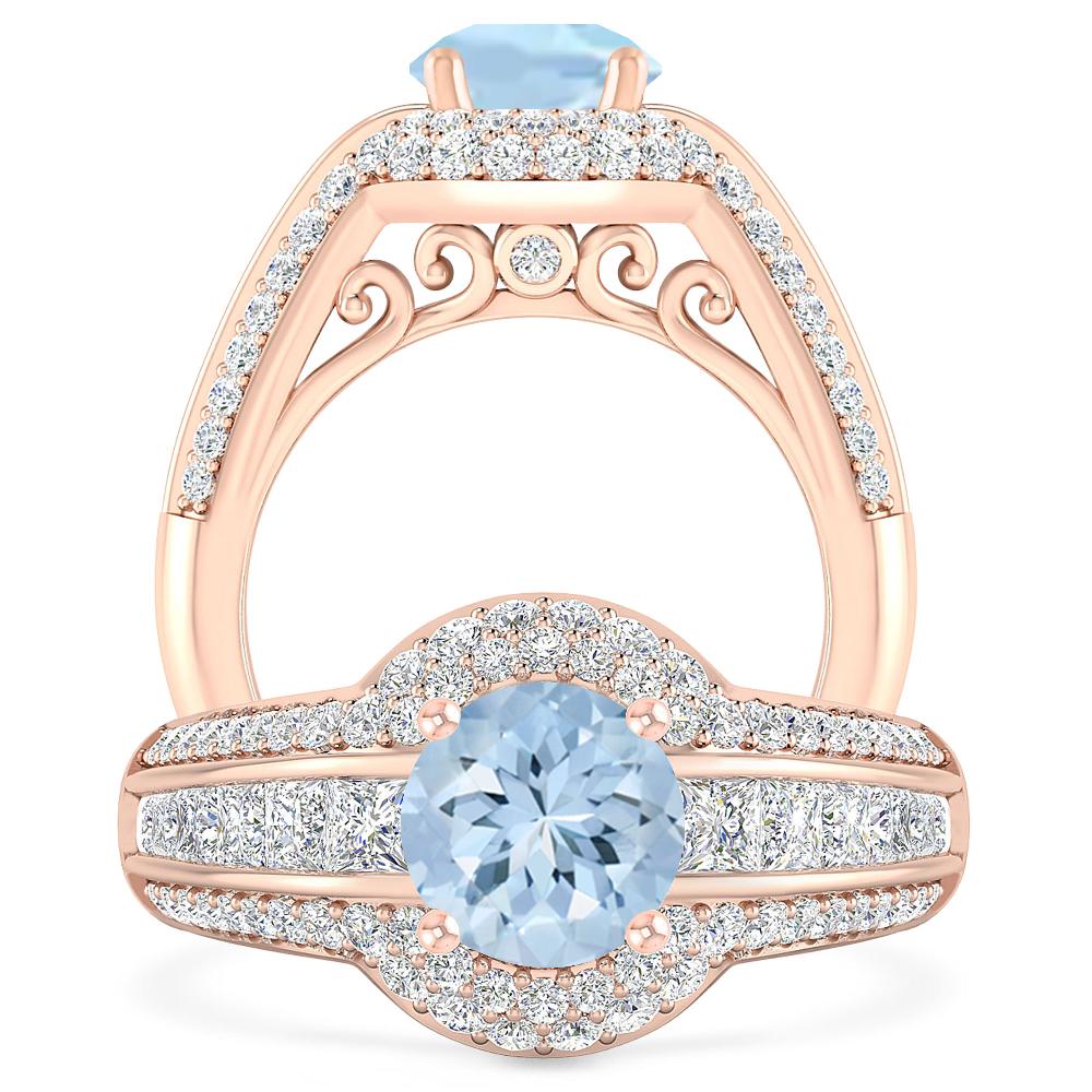 Rose Gold - Aquamarine