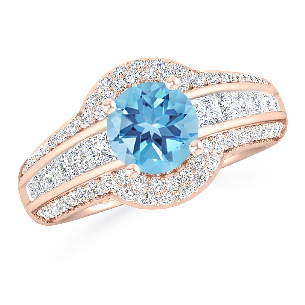 Rose Gold - Blue Topaz