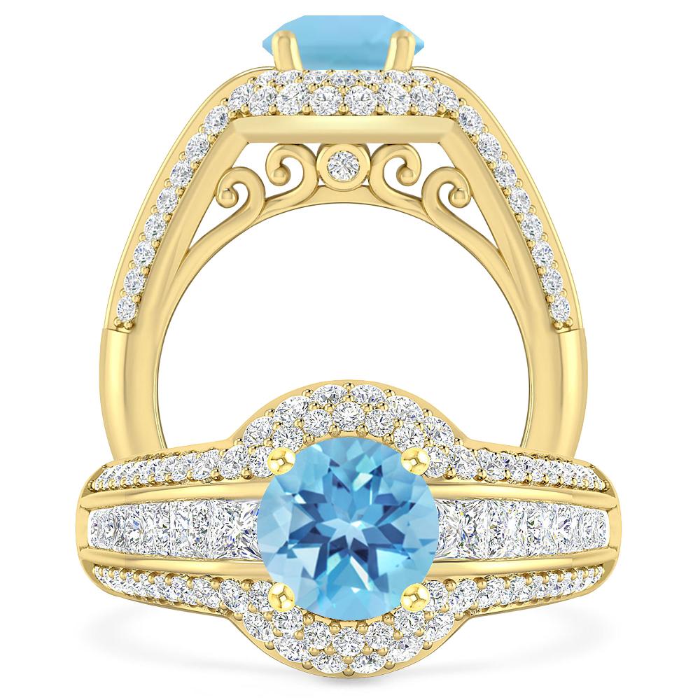 Yellow Gold - Blue Topaz