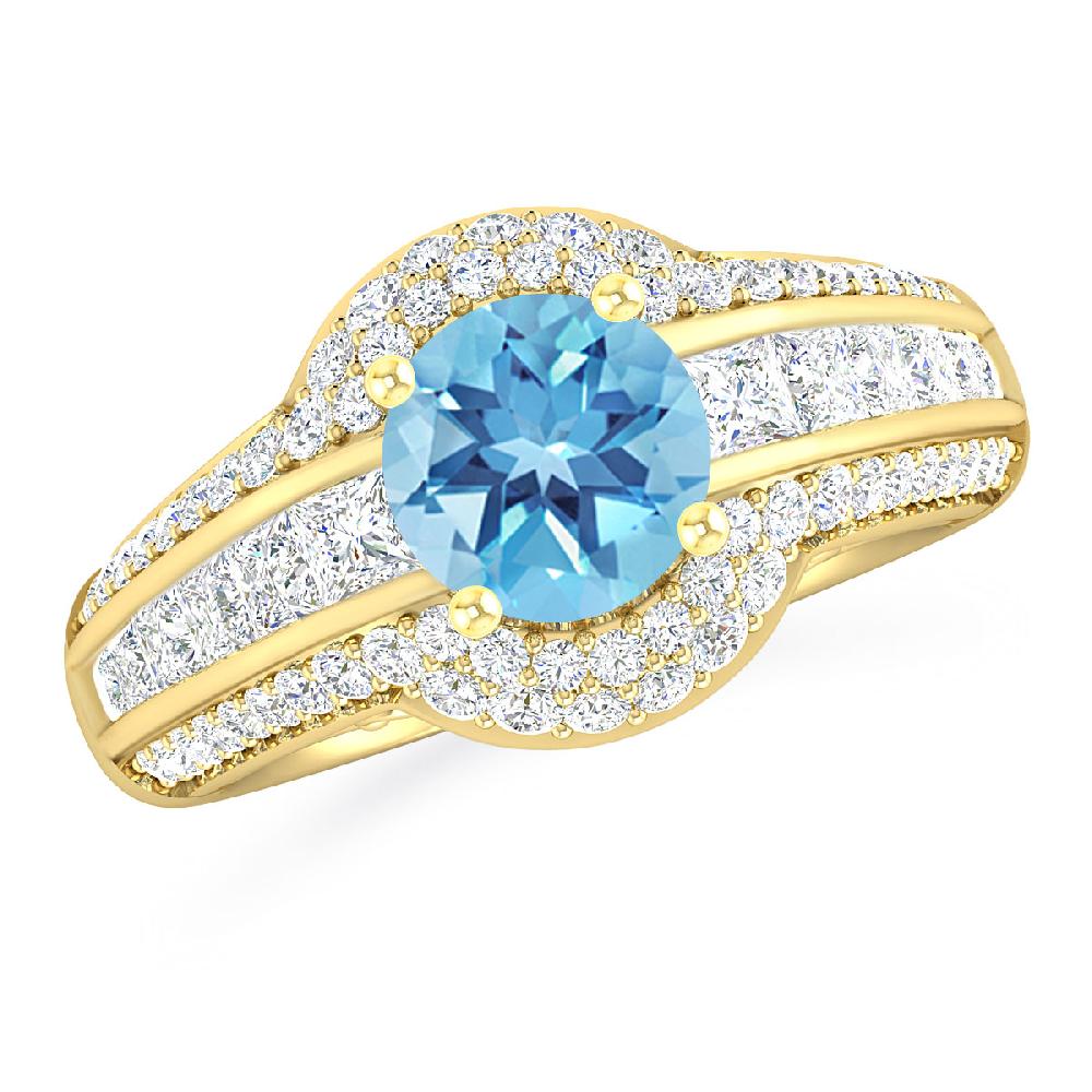 Yellow Gold - Blue Topaz