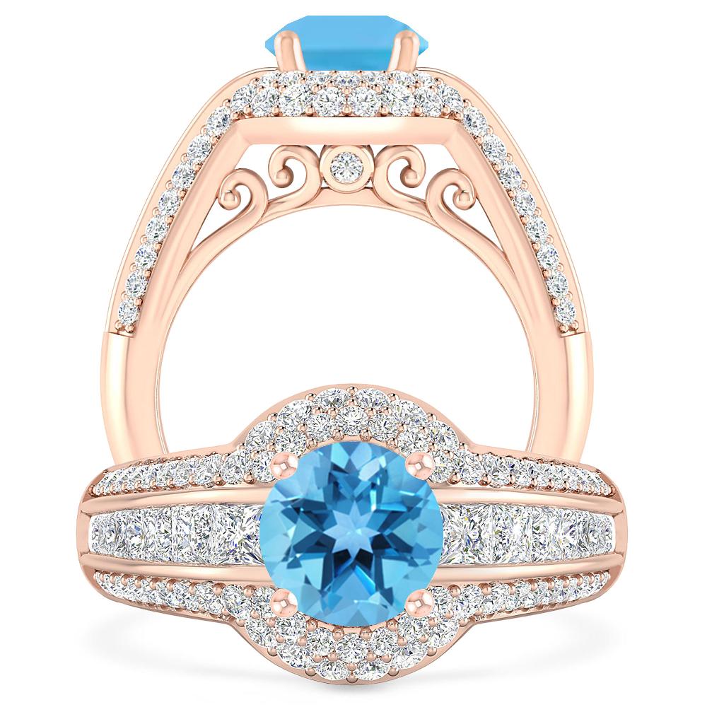 Rose Gold - Blue Topaz