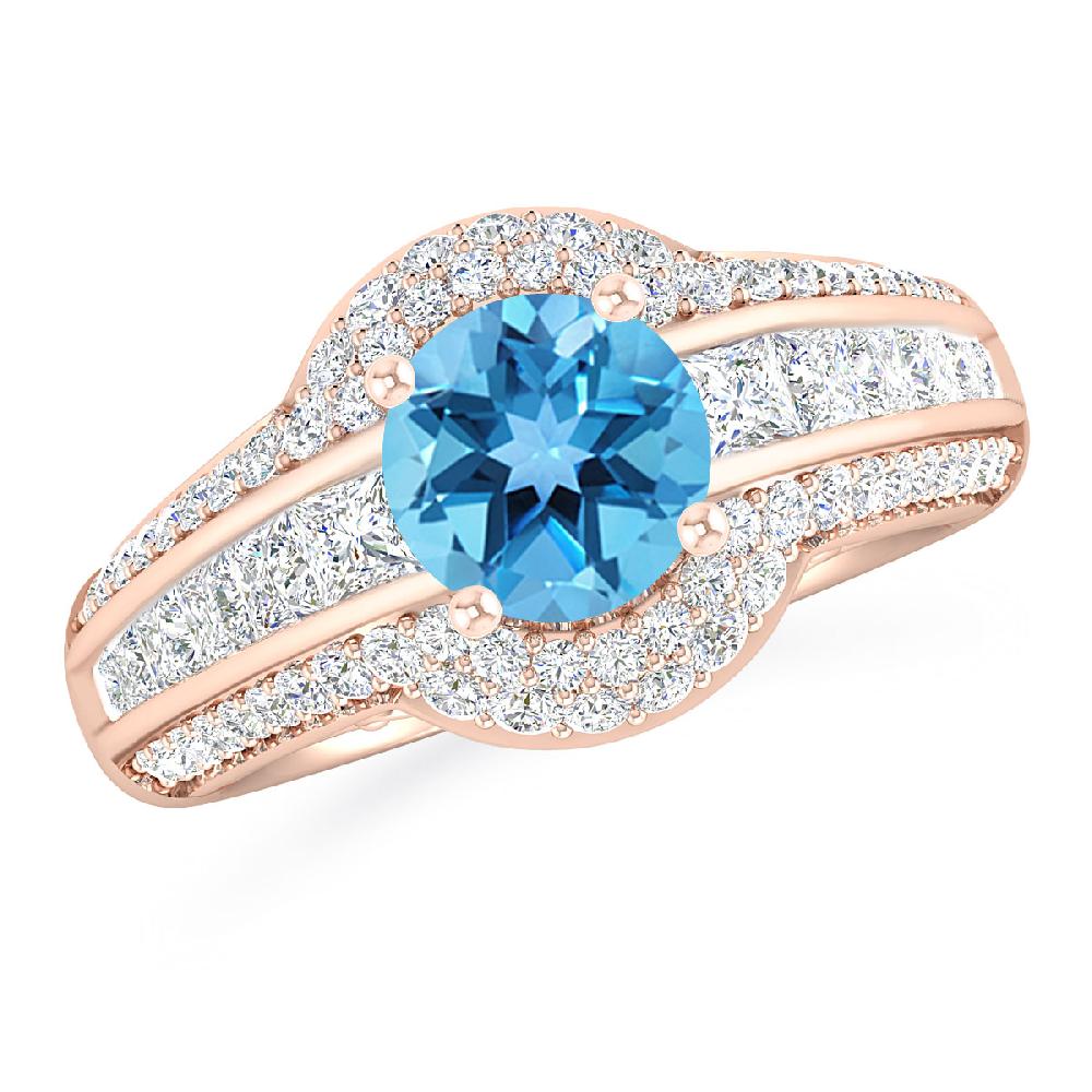 Rose Gold - Blue Topaz