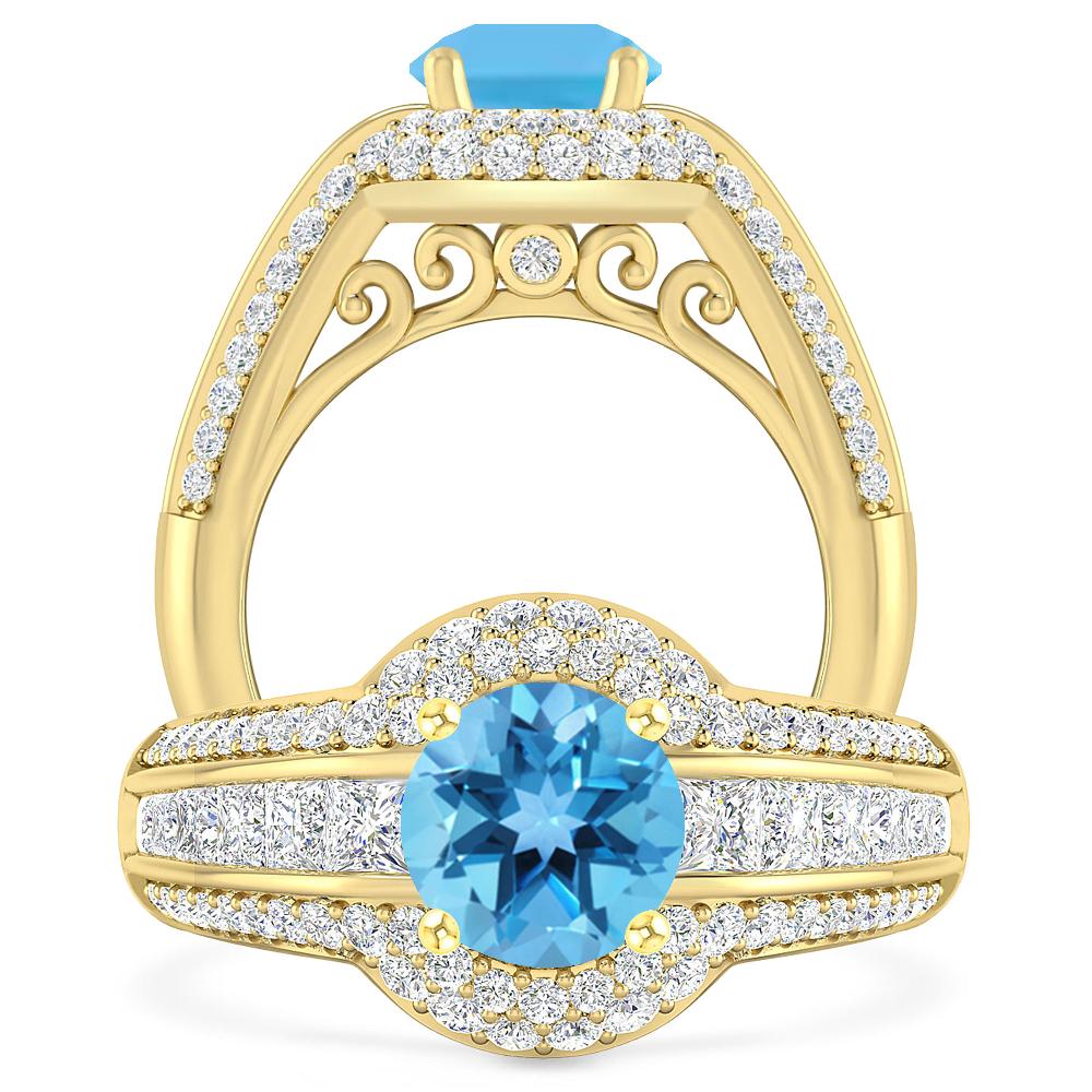 Yellow Gold - Blue Topaz