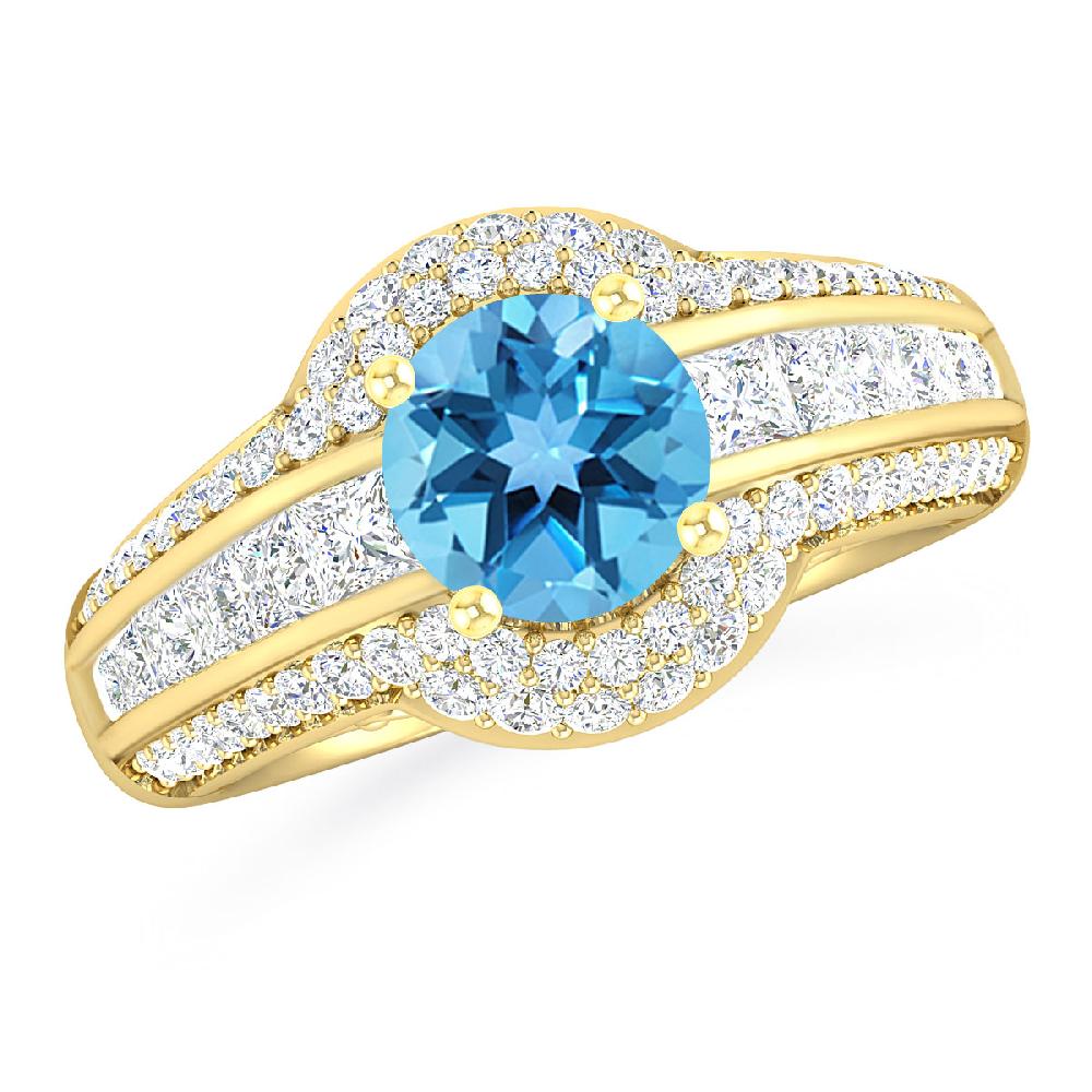 Yellow Gold - Blue Topaz
