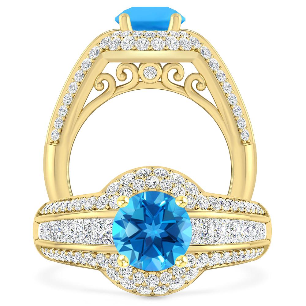 Yellow Gold - Blue Topaz