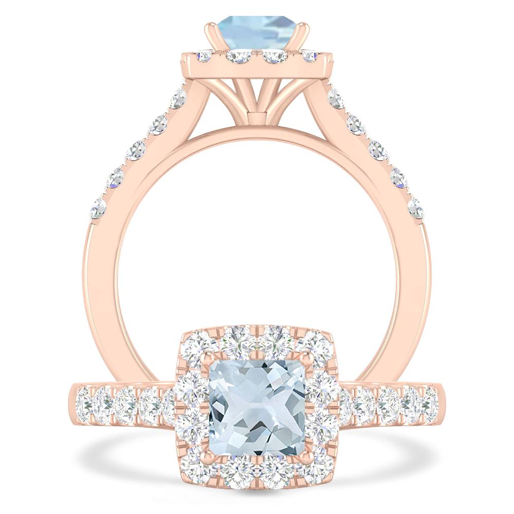 Rose Gold - Aquamarine