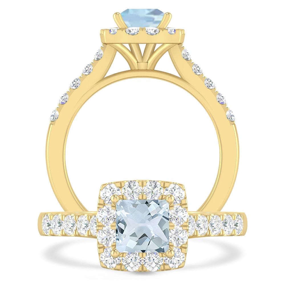 Yellow Gold - Aquamarine