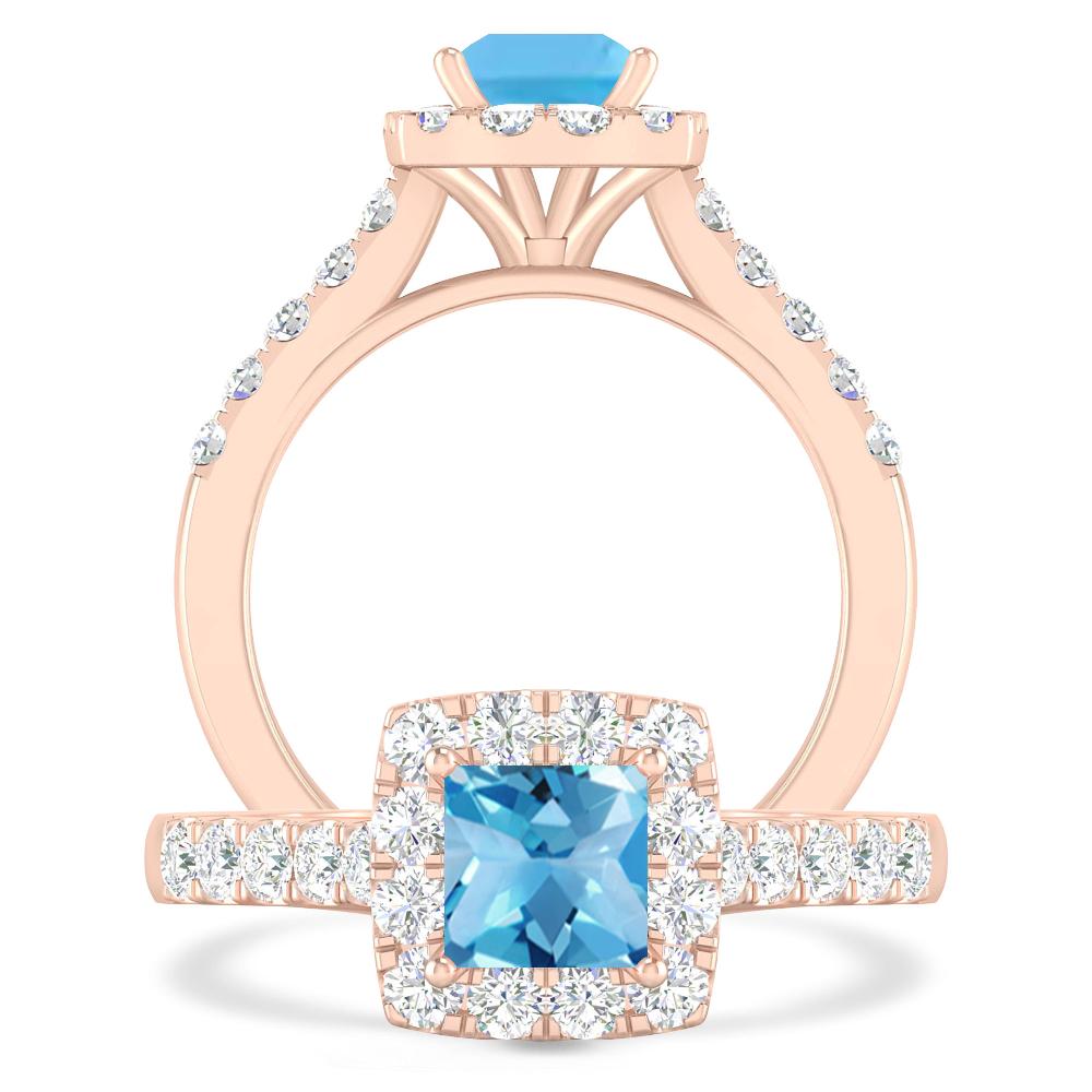 Rose Gold - Blue Topaz