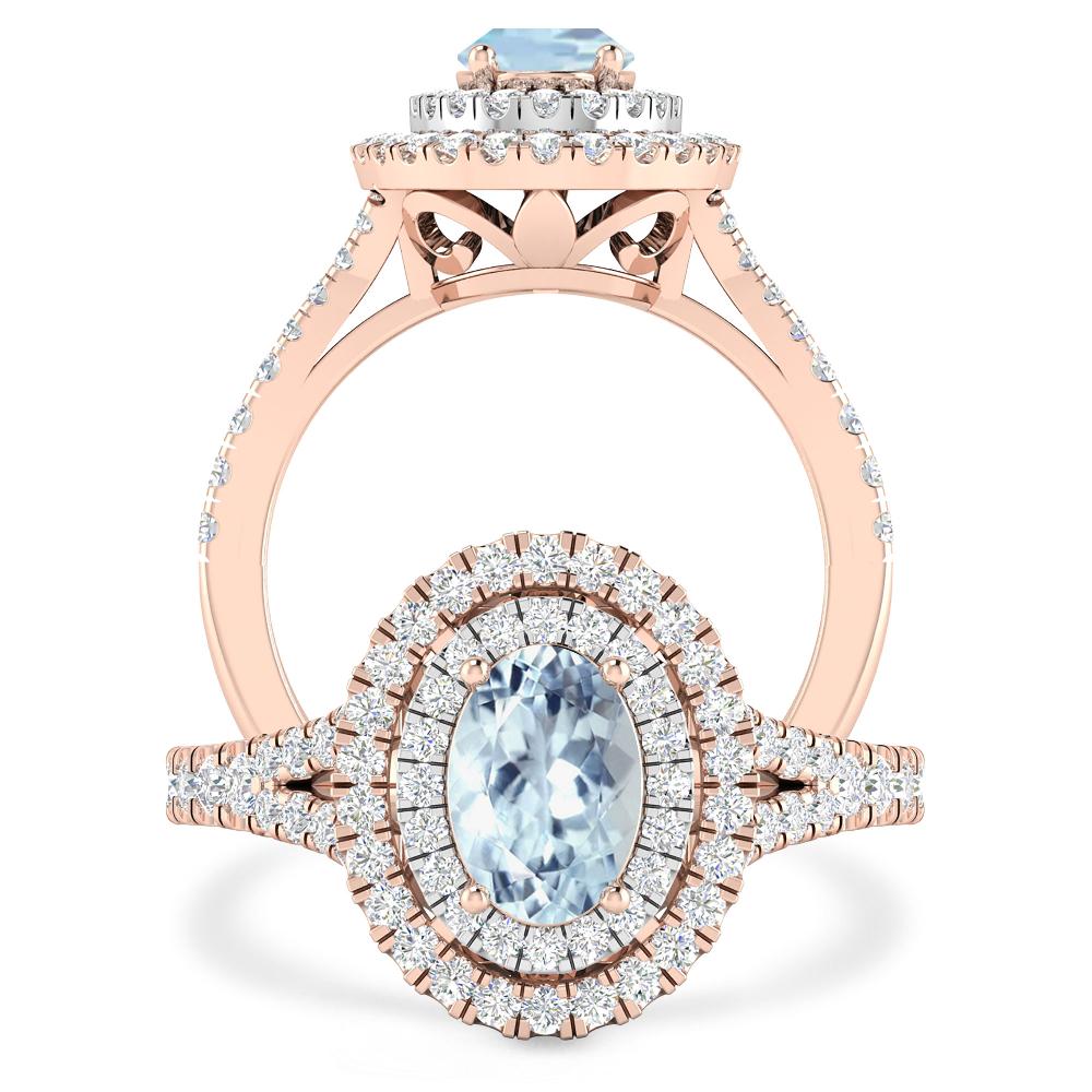 Rose Gold - Aquamarine