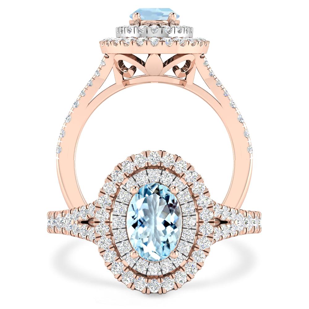 Rose Gold - Aquamarine