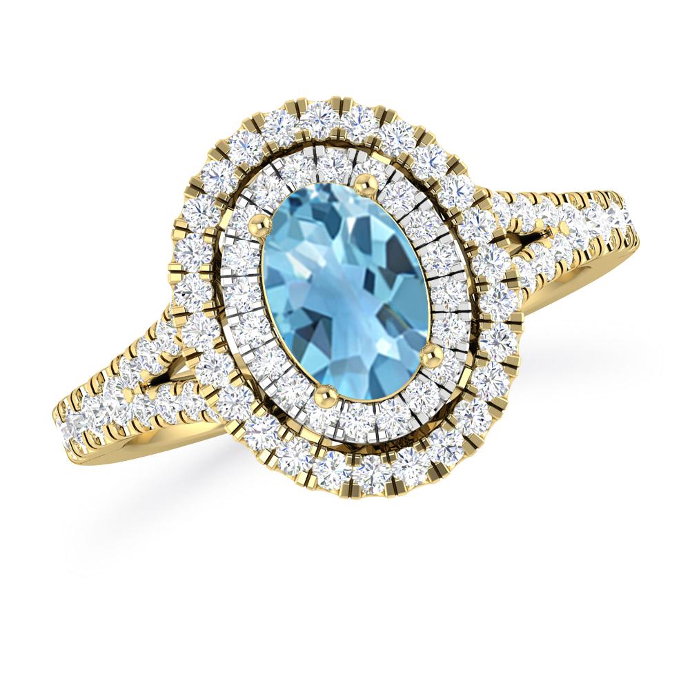 Yellow Gold - Blue Topaz