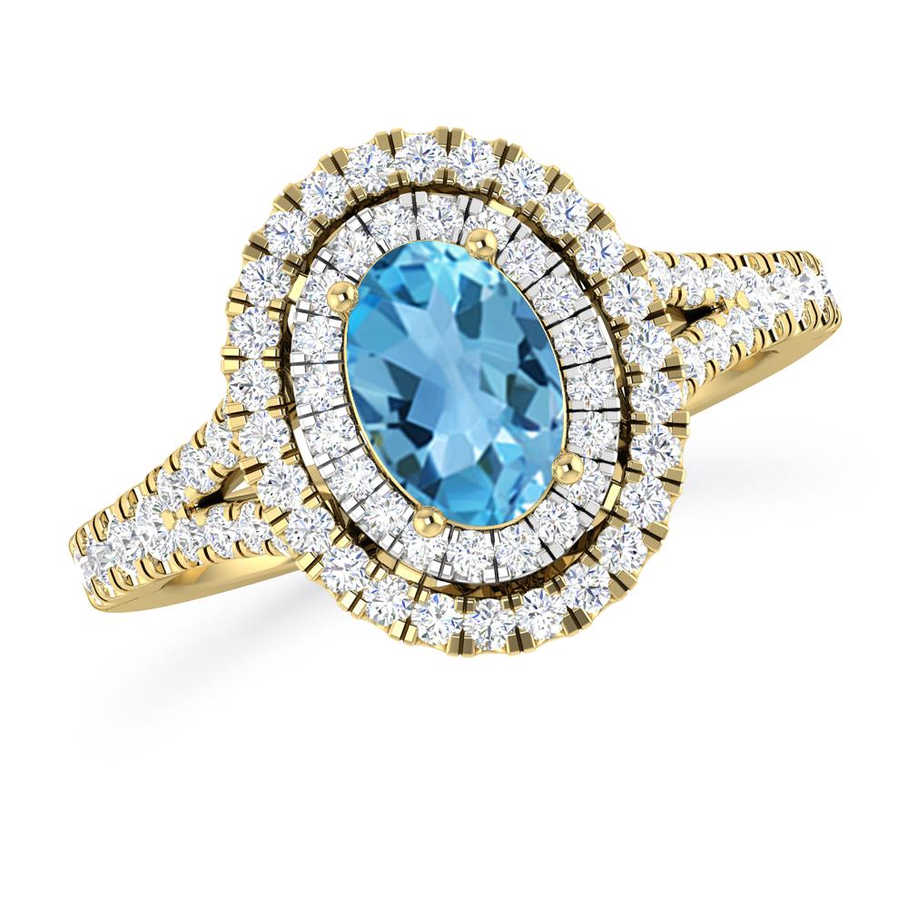 Yellow Gold - Blue Topaz