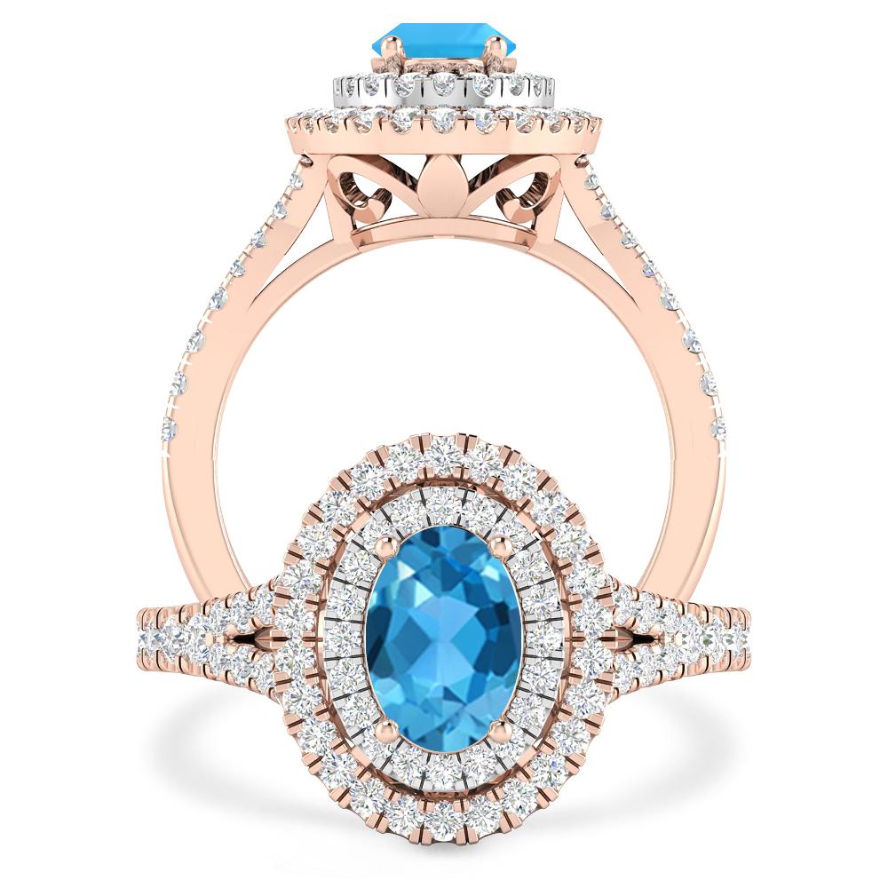 Rose Gold - Blue Topaz