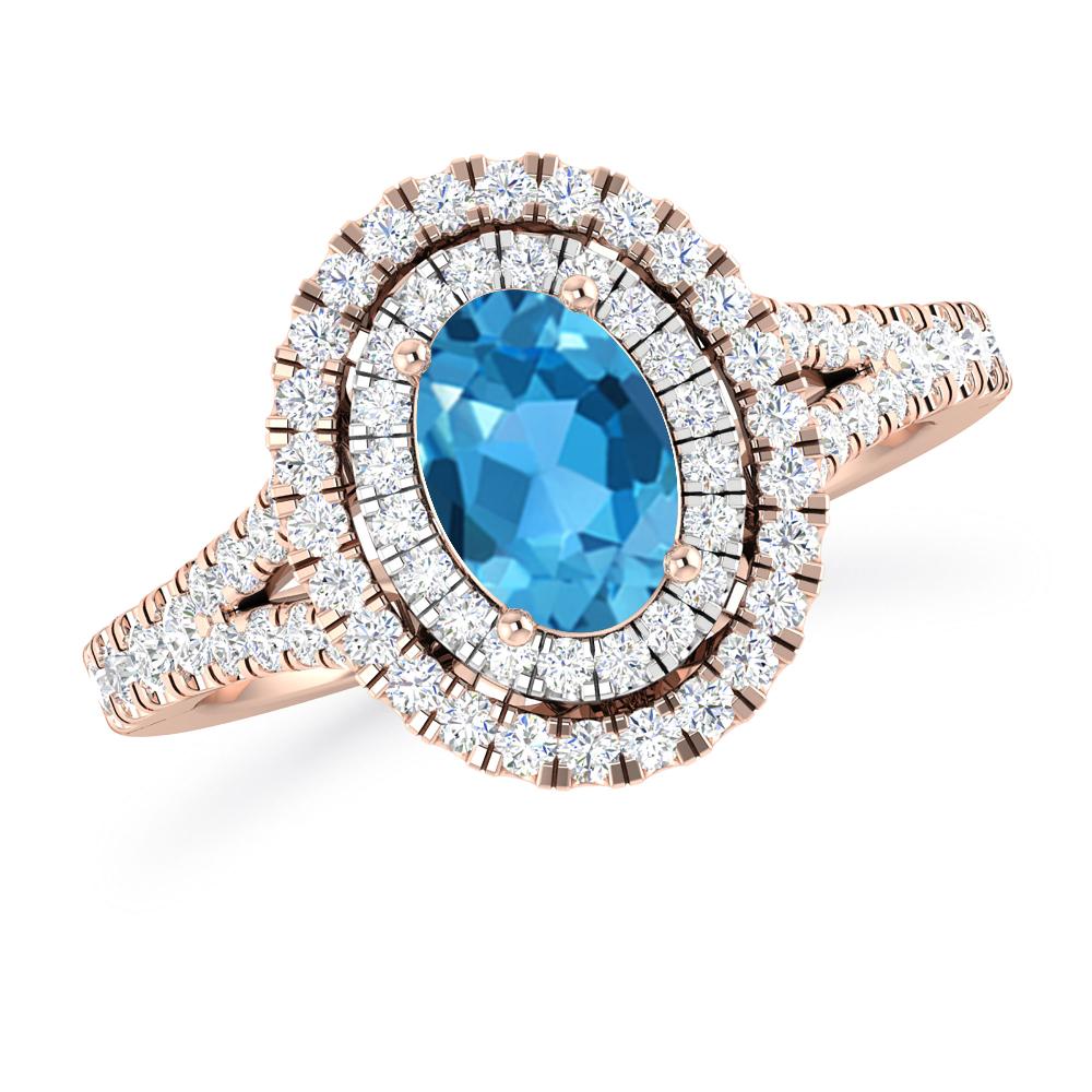 Rose Gold - Blue Topaz