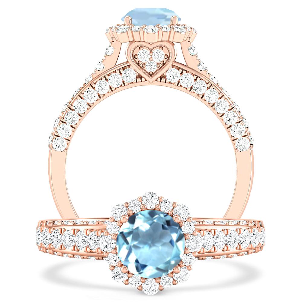 Rose Gold - Aquamarine