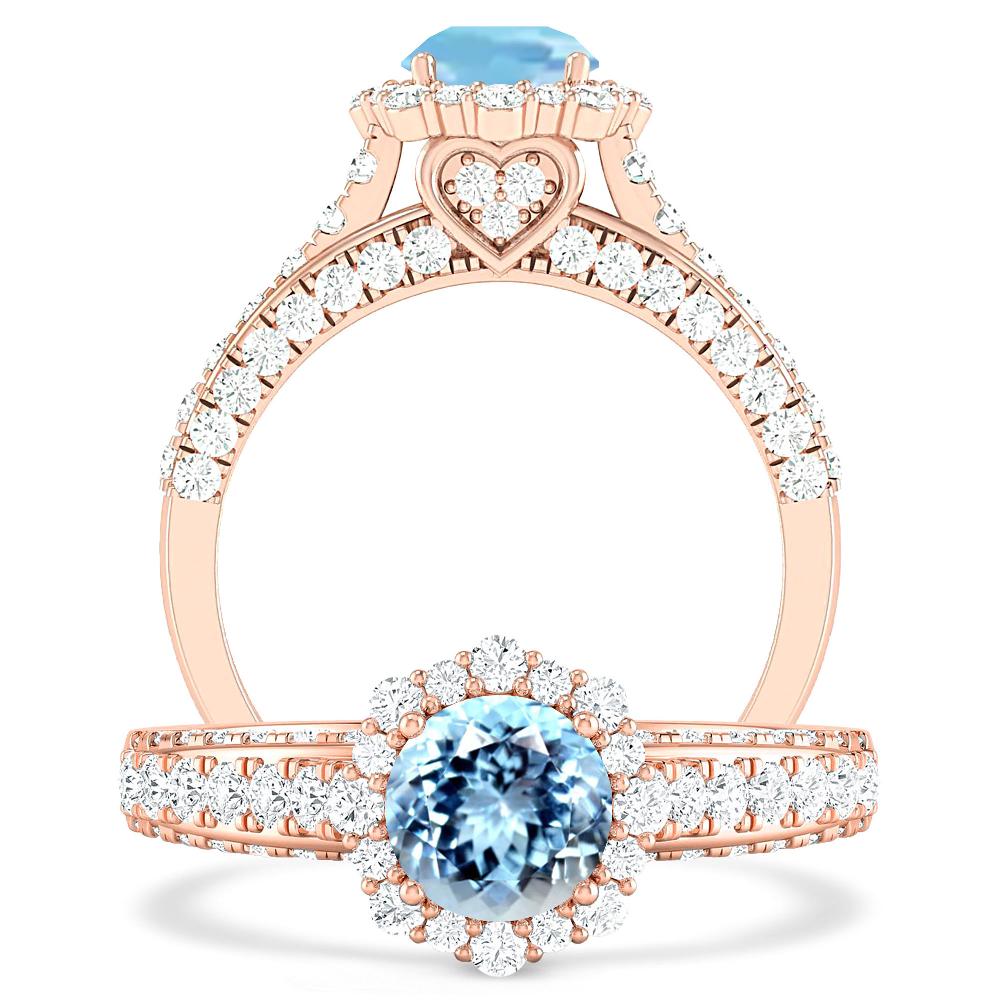 Rose Gold - Aquamarine