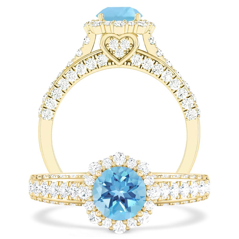 Yellow Gold - Blue Topaz