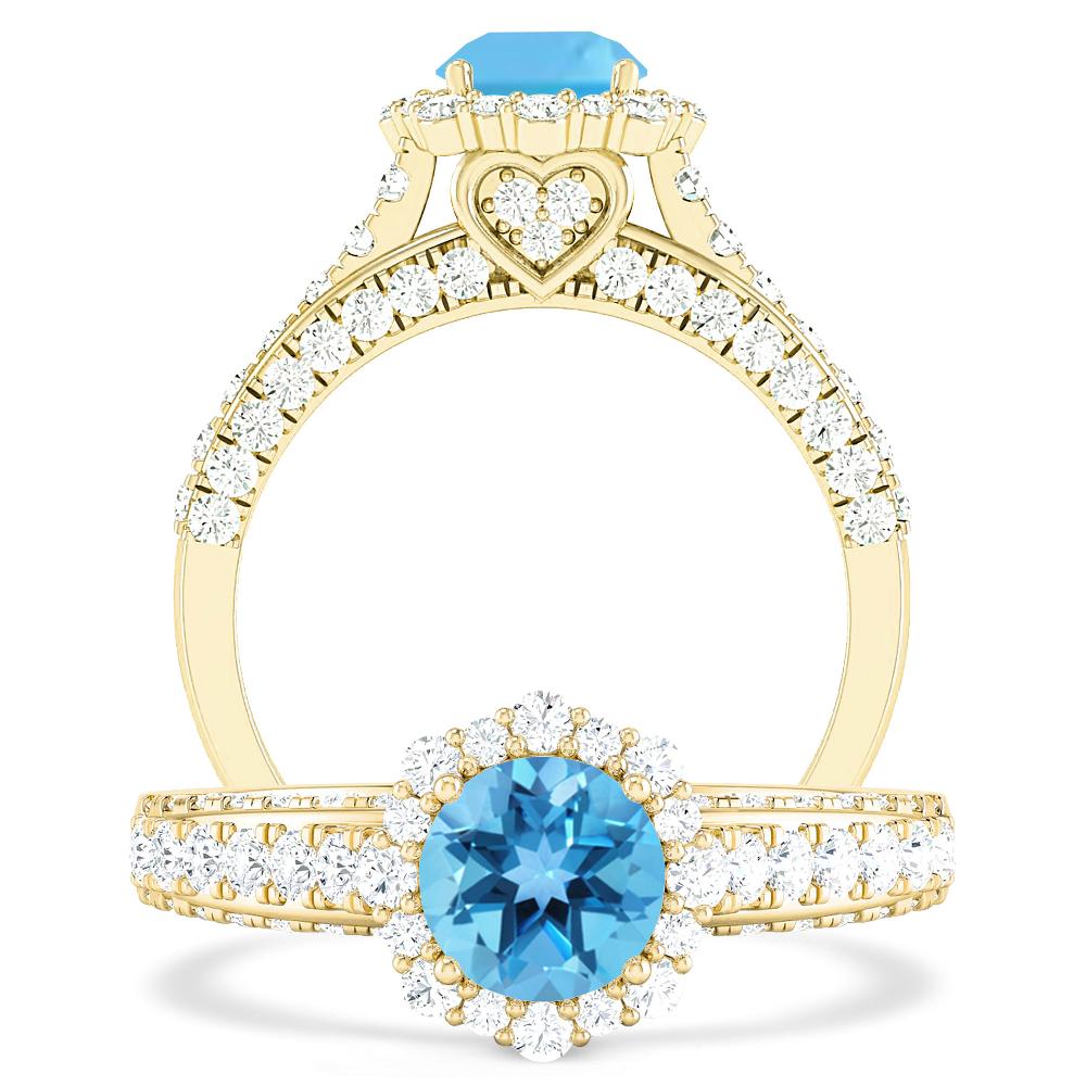 Yellow Gold - Blue Topaz