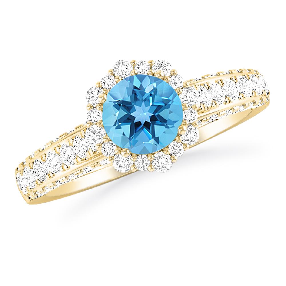 Yellow Gold - Blue Topaz