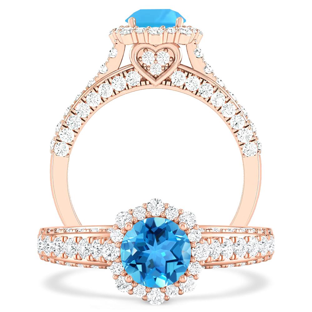 Rose Gold - Blue Topaz