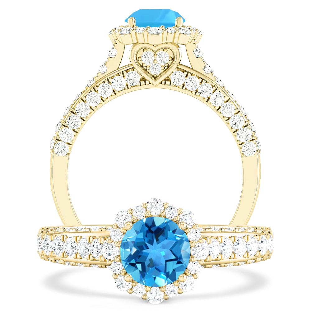 Yellow Gold - Blue Topaz