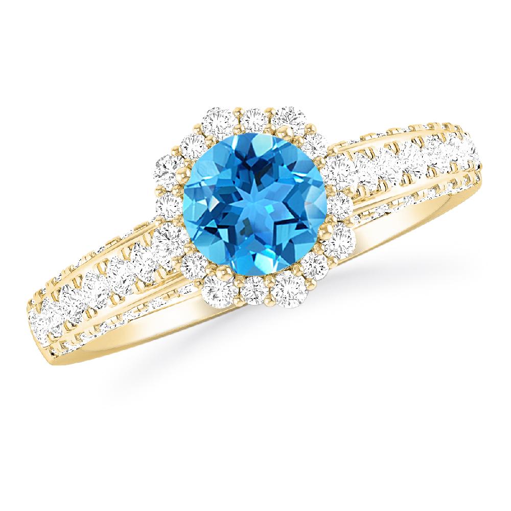 Yellow Gold - Blue Topaz