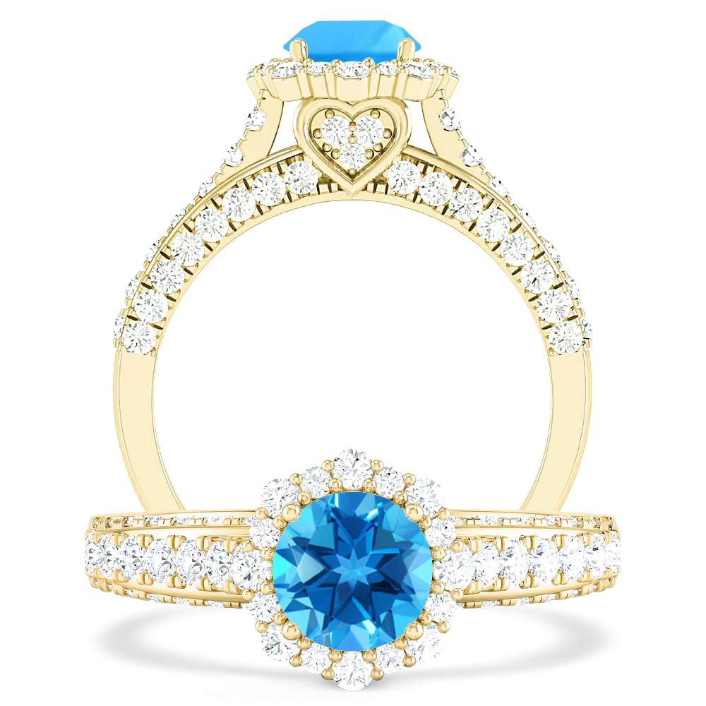 Yellow Gold - Blue Topaz