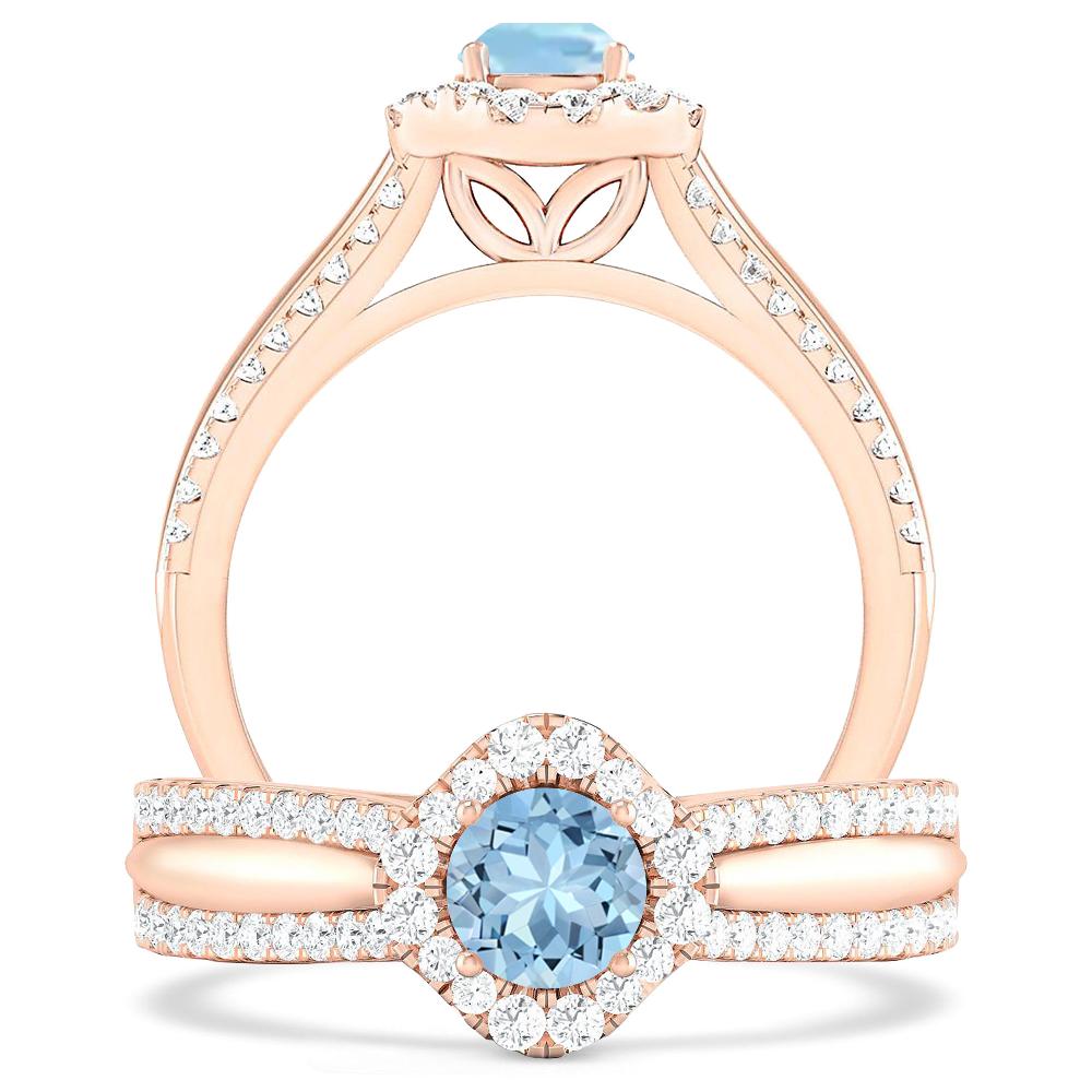 Rose Gold - Aquamarine