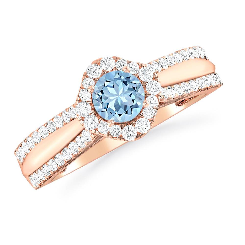 Rose Gold - Aquamarine