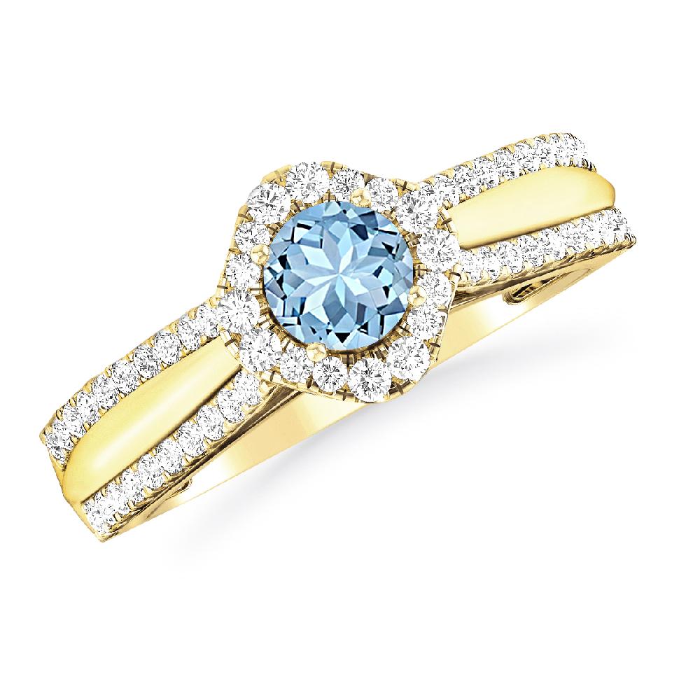 Yellow Gold - Aquamarine