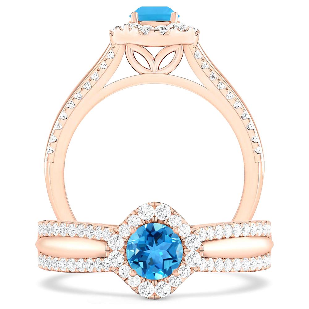 Rose Gold - Blue Topaz
