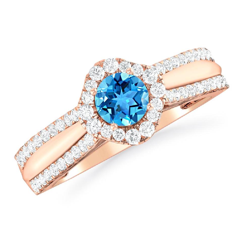 Rose Gold - Blue Topaz